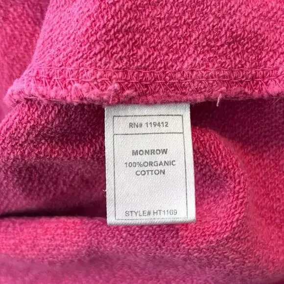 Monrow Women’s Size S Raglan Sweatshirt 100% Organic Cotton Pink - Picture 7 of 8